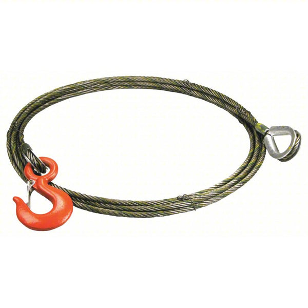 Lift All 1/2 Inch Winch Line W/Swivel Hook & Latch One End & Permaloc