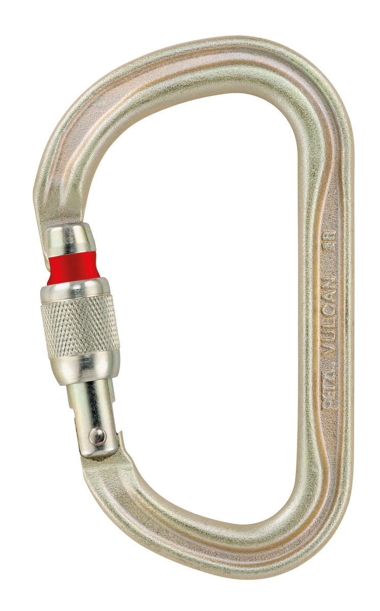 Mosquetón Petzl Vulcan de acero de alta resistencia con SCREW-LOCK, disponible en dorado y negro, diseñado para anclajes múltiples y uso en entornos hostiles. - imagen 2