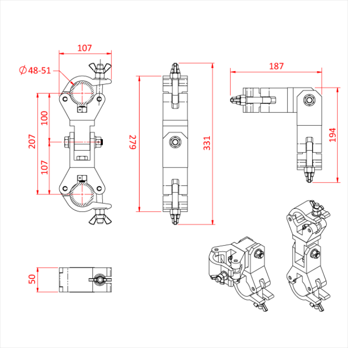 Doughty Pivot Hinge with Two Clamps, (Cheeseboro) - imagen 6