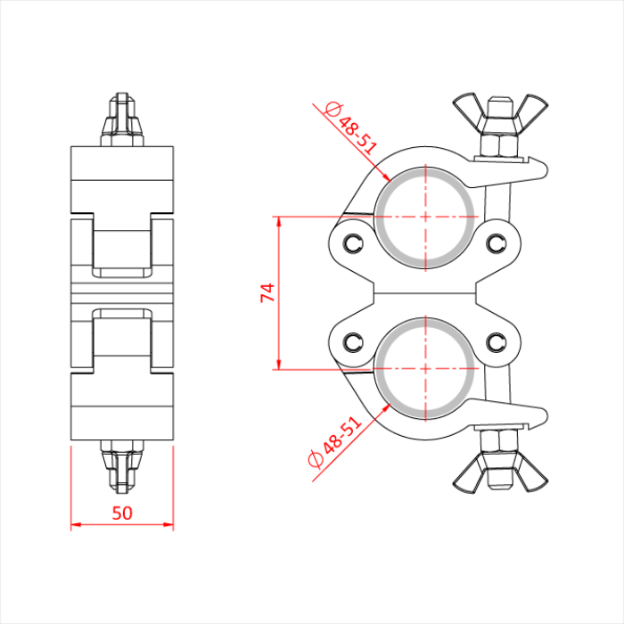 Doughty Low Profile Swivel Coupler (Cheeseboro) - imagen 3