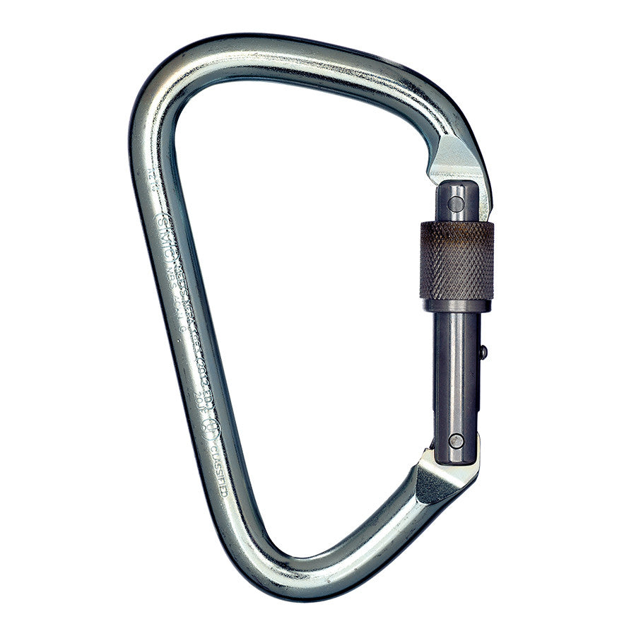 PMI SMC Extra Large Steel Lock D Carabiner – NFPA– The SMC XL Steel Lock D Carabiner is an offset “D” shape for easy fitting over a standard 1.25” ladder rung. Ideal for rescue with extra-wide clipping. NFPA compliant – Now available at MTN Shop US. - imagen 2