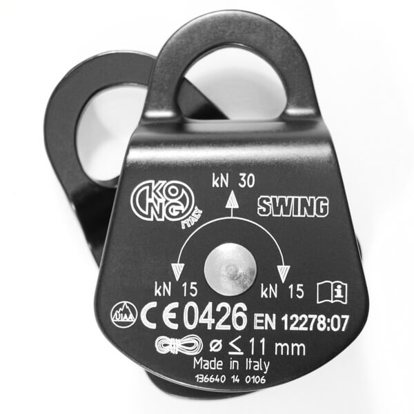 Kong Pulley Swing– Compact pulley with mobile side plates and bushings. For ropes up to ⌀11mm. Available in 4 versions. Efficiency: 87%. Breaking Strength: 30kN. – Now available at MTN Shop US. - imagen 3