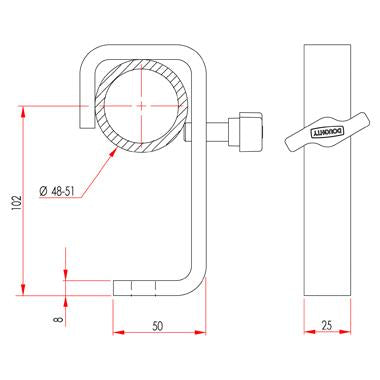 Doughty Hook Clamp (Medium-Duty) Dimensions - MTN Shop - imagen 2