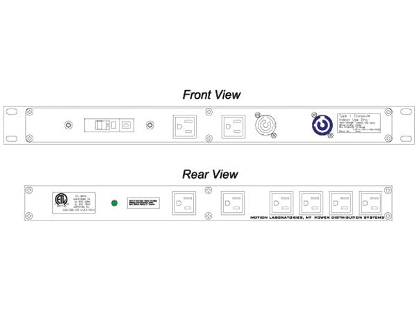 Motion Labs Rac Pac rack mount power distribution unit with breakered outlets for equipment racks - imagen 3