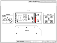 Motion Labs 4 channel chain hoist controller technical drawing showing input, top, side and output views with connector layout - imagen 3