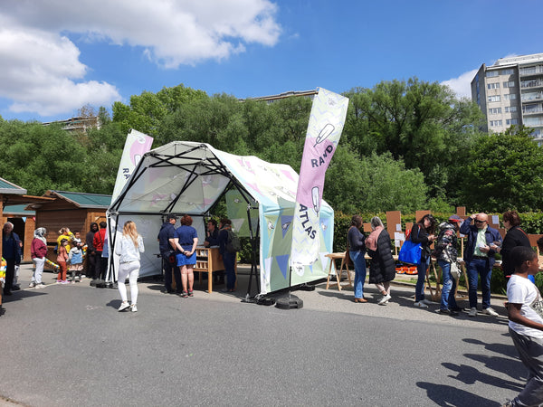 Konligo Arko470 structure with printed outside membrane for outdoor exhibitions, now on MTN SHOP US.