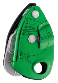 Petzl GRIGRI + belay device in green, front view with anti-panic handle - imagen 9