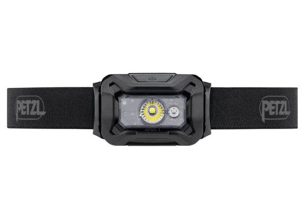 Compact Petzl Aria 1 RGB headlamp with multi-color lighting.