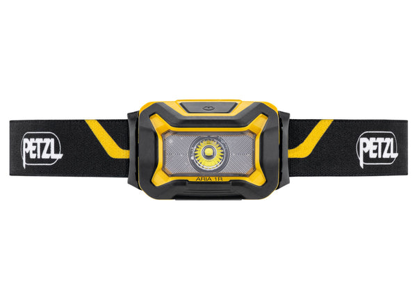 Compact Petzl Aria 1R rechargeable headlamp.