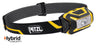 Petzl ARIA® 1R compact, rechargeable headlamp with 450 lumens. Durable, waterproof, dustproof, and impact-resistant, featuring a uniform flood beam for close-range work and Hybrid Concept battery compatibility.