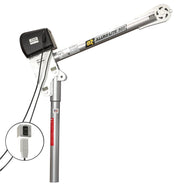 OZ Lifting Alumi-Lite aluminum OZA500DAV-ACW davit crane equipped with a black electric powered winch and an inset showing the pendant control, on a white background. - imagen 4