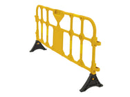 Vestil Plastic Interlocking Barrier in yellow, side angle view of the open slat design. - imagen 15