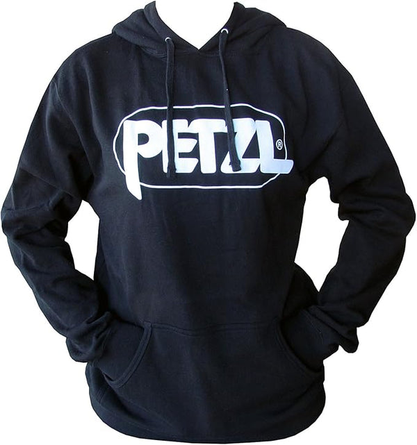 Black Petzl hooded sweatshirt with logo