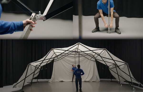 Konligo example setup of Fastival event structure assembly using Power Poles, now available on MTN SHOP US.