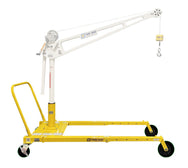 White OZ Lifting Products XR 500 Davit Crane featuring a pedestal-style mount on a yellow adjustable mobile wheel base, isolated on a white background. - imagen 5