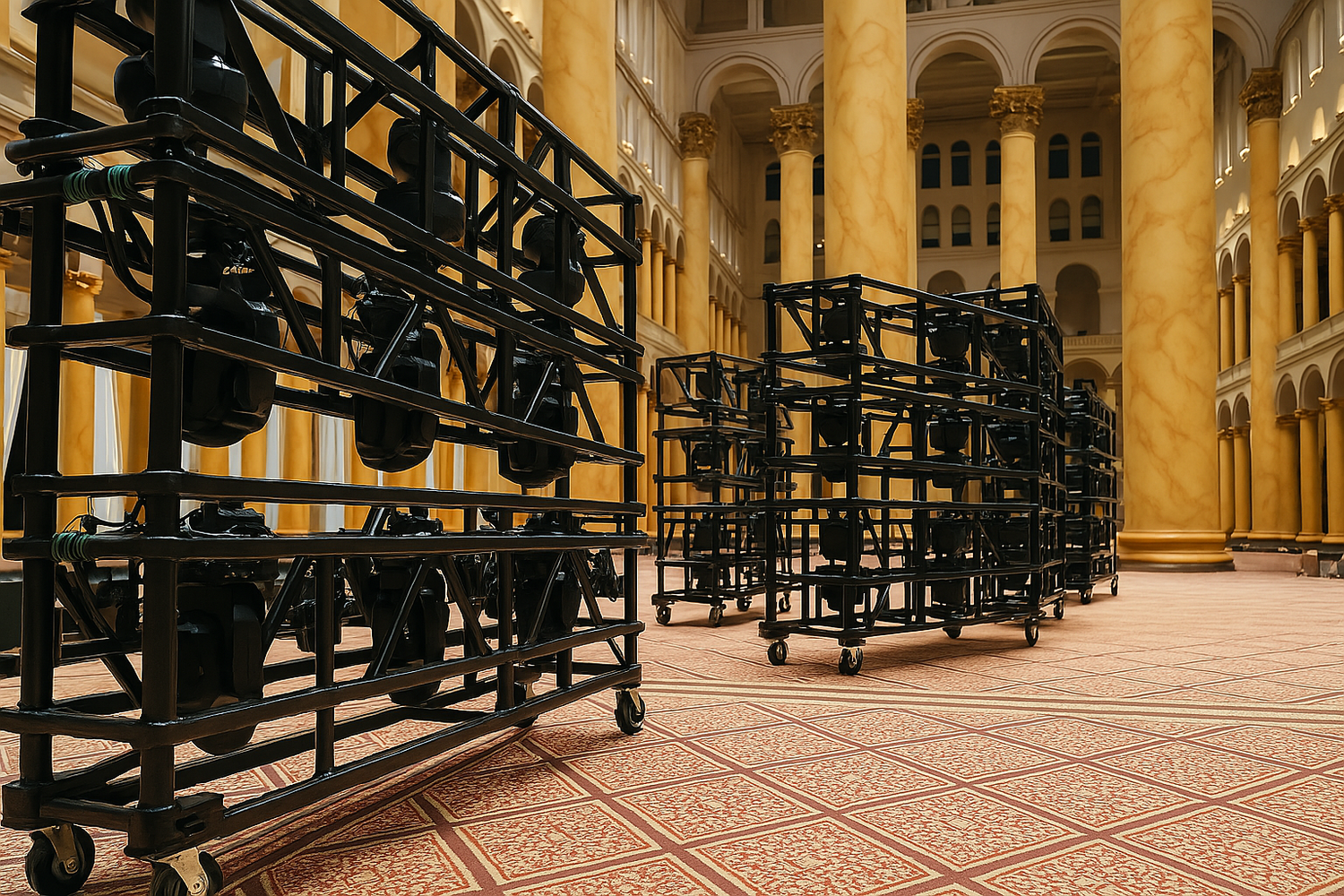 Indoors event showcasing Tyler Truss Systems TMAX truss  – Shop now at MTNShop US