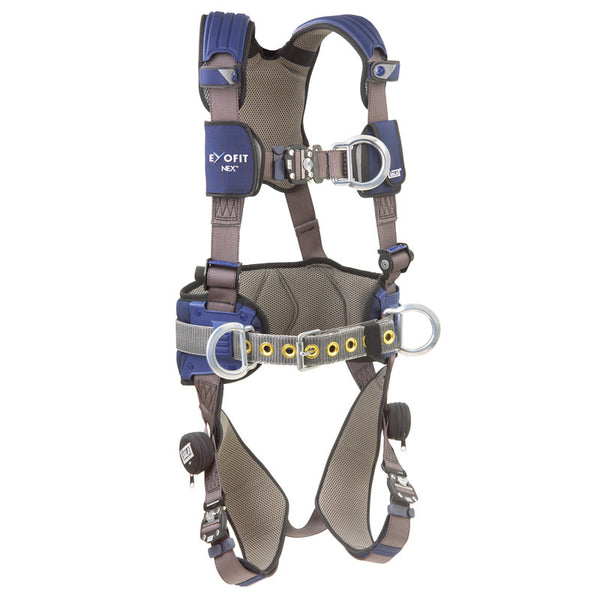 3M™ DBI-SALA® ExoFit NEX™ Construction Style Positioning/Climbing Harness - Quick connect Chest and Leg Straps, Front D-ring and Body Belt/Hip Pad with Side D-rings (Front View not on model)