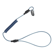 Stretch-coil Hard Hat Tether with choke-on cinch-loop and snap-clip