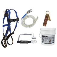 Roofer's Kit with Hinged Reusable Anchor and Trailing Rope Adjuster