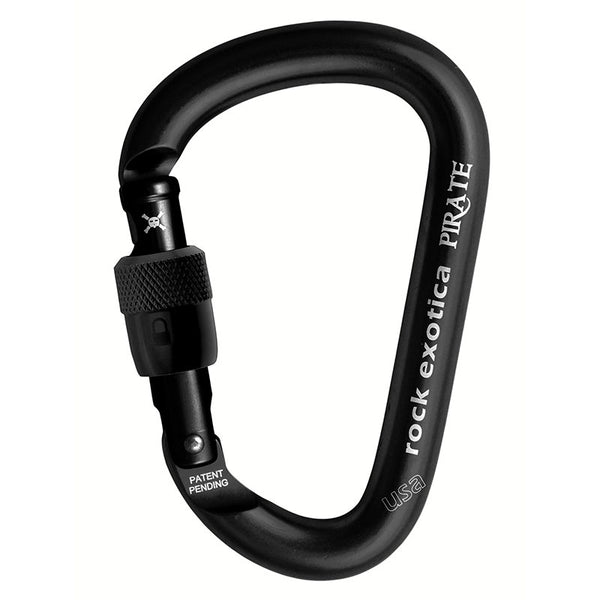 Rock Exotica Pirate Screw-Lock Carabiner– As an HMS, or pear-shaped carabiner, the Pirate easily accommodates the use of a wide range of gear. – Now available at MTN Shop US.