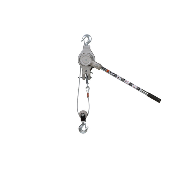 AMH Cable Puller (1700/3400 Lb, 20/10 Ft) / (1000/2000 Lb, 15/7.5 Ft)– AMH Cable Puller 1000/2000 Lb, 15/7.5 Ft (C3400 model) features a 3-hook design that allows for 1 or 2 part rigging, providing users with a choice of capacity and lift. The galvanized aircraft quality wire rope, stainless springs, and plated external parts offer excellent resistance to corrosion. – Now available at MTN Shop US.