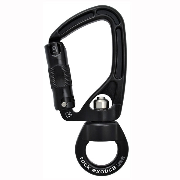 Rock Exotica SwivaEye (Autolock)– The SwivaEye is the integration of our technically advanced carabiners with our high-efficiency swivels. – Now available at MTN Shop US.