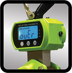 OZ Lifting Dyno-Hoist– The Oz Lifting Dyno-Hoist is a dynamometer equipped lever hoist that accurately displays the weight of the lifted load on the screen. As a safety feature the display will read "OVER" if the lifted weight exceeds 126% of the rated capacity of the hoist to prevent damages. The dynamometer can be set to display the weight in lbs or kgs and uses AA batteries with a run time of 150 hours. – Now available at MTN Shop US. - imagen 4