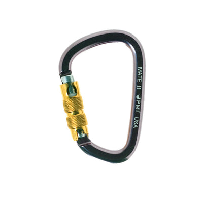 PMI Mate II HMS Triplock Aluminum Carabiner – PMI’s Mate II HMS Triplock carabiner is OSHA compliant and provides the ultimate strength and safety. Autolocking gate with three-step action. MBS: 6592lbf. – Now available at MTN Shop US.