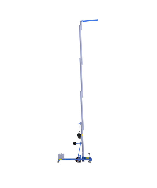 Kuzar Industrial Lifter 300kg/5.2m with 100kg Counter Weight & Basket - HAMMER 56CW– Kuzar lifter 300KG- a robust industrial stacker with Counter Weight basket and 100kg of weight included. Made in Spain, the HAMMER 56CW Lifter has been designed for vertically lifting loads, and horizontal movements with the load lifted at minimum height. This lightweight stacker with an impressive 300kg capacity has high-quality wheels for easy movement and a powerful winch for efficient lifting whilst remaining compact an - imagen 4