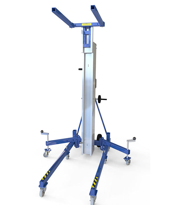 Kuzar Industrial Lifter 300kg/7.3m with 100kg Counter Weight & Basket - HAMMER 73CW– Kuzar lifter 300KG- a robust industrial stacker with Counter Weight basket and 100kg of weight included. Made in Spain, the HAMMER 73CW Lifter has been designed for vertically lifting loads, and horizontal movements with the load lifted at minimum height. This stacker with an impressive 300kg capacity has high-quality wheels for easy movement and a powerful winch for efficient lifting whilst remaining compact and agile. Com