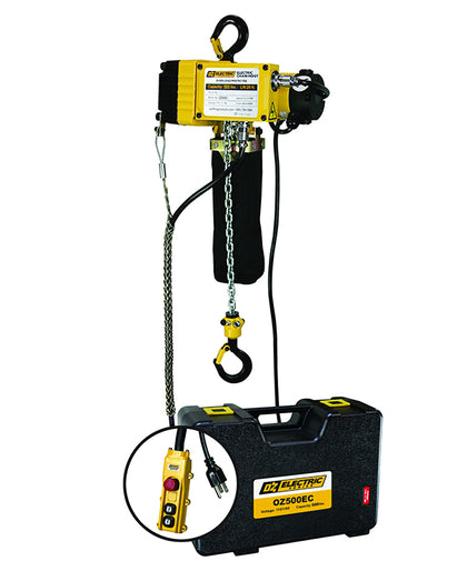 OZ Lifting Electric Chain Hoist– The electric chain hoist from OZ lifting is engineered to safely and effortlessly take care of your heavy lifting needs. The hoist protects itself from overloading damage thanks to its overload protection system. The load brake works with a high performance friction clutch to intervene when too much weight is loaded and prevent damage. – Now available at MTN Shop US.