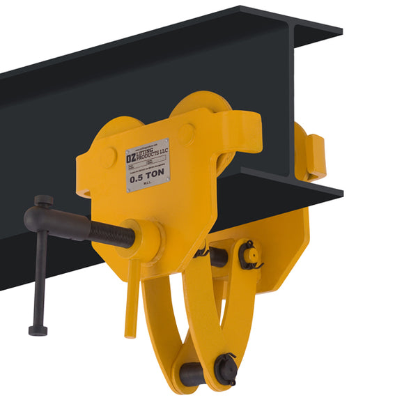 OZ Lifting Quick Adjust Trolley– The OZ Lifting quick adjust trolley is designed for super quick attachment to most I, S, and W beams. The trolley features a safety handle lock for added protection and is available in lifting capacities ranging from 0.5 tons to 10 tons. The trolley is designed for use with manual or powered hoists. – Now available at MTN Shop US.
