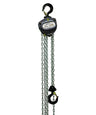 OZ Lifting Industrial Chain Hoist– The Oz Lifting industrial chain hoist is an all-steel chain hoist available in capacities of 0.25 ton, 0.5 ton, 1 ton, 2 ton, 3 ton and 5 ton. The hoist uses a 100% load tested grade 80 alloy chain and features fully enclosed gearing for protection against contaminants and debris. The hoist has load sheave bearings and a long lasting powder coated finish. The steel handle has a rubber grip for easy control and grip. The hoist also has forged alloy steel hooks to securely a