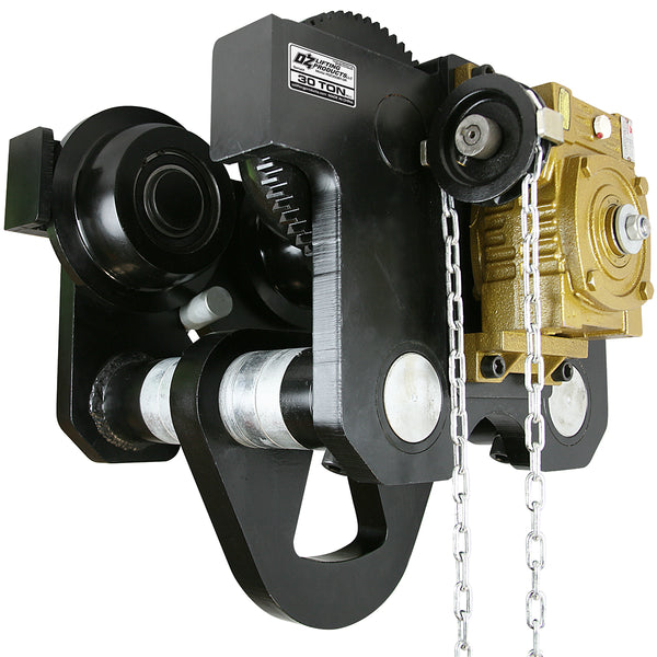 OZ Lifting Geared Beam Trolley– The Oz Lifting geared beam trolley is designed for use with manual or powered hoists to shift loads across a lateral plane with gearing for positive load positioning. The trolley is available with lifting capacities ranging from 1 ton to 30 tons. The trolley has a lightweight and robust construction that is both maneuverable and durable. – Now available at MTN Shop US.