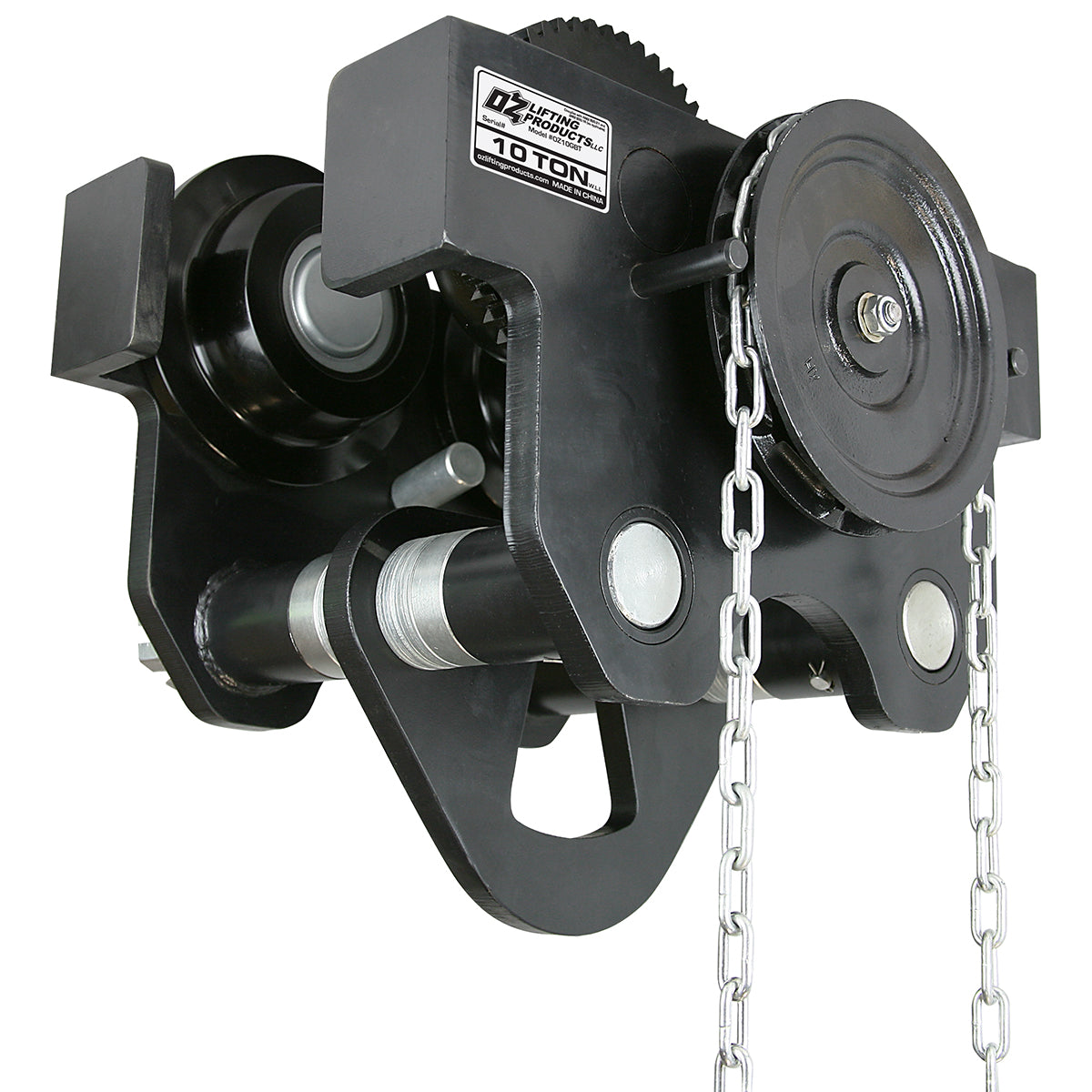 OZ Lifting Geared Beam Trolley– The Oz Lifting geared beam trolley is designed for use with manual or powered hoists to shift loads across a lateral plane with gearing for positive load positioning. The trolley is available with lifting capacities ranging from 1 ton to 30 tons. The trolley has a lightweight and robust construction that is both maneuverable and durable. – Now available at MTN Shop US. - imagen 3