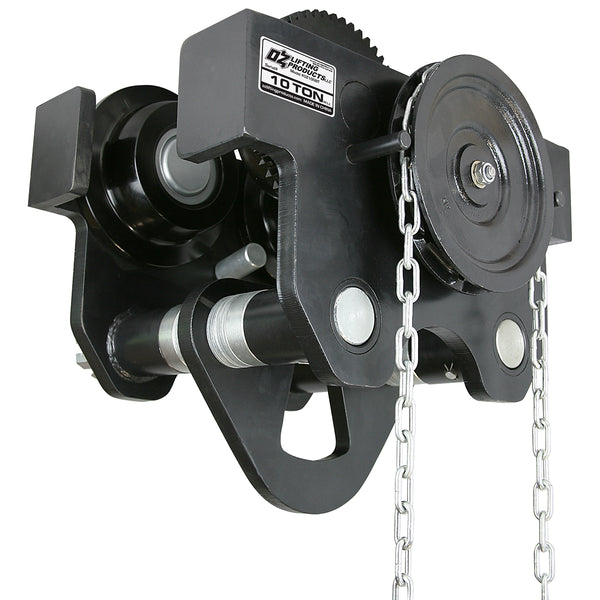 OZ Lifting Geared Beam Trolley– The Oz Lifting geared beam trolley is designed for use with manual or powered hoists to shift loads across a lateral plane with gearing for positive load positioning. The trolley is available with lifting capacities ranging from 1 ton to 30 tons. The trolley has a lightweight and robust construction that is both maneuverable and durable. – Now available at MTN Shop US.