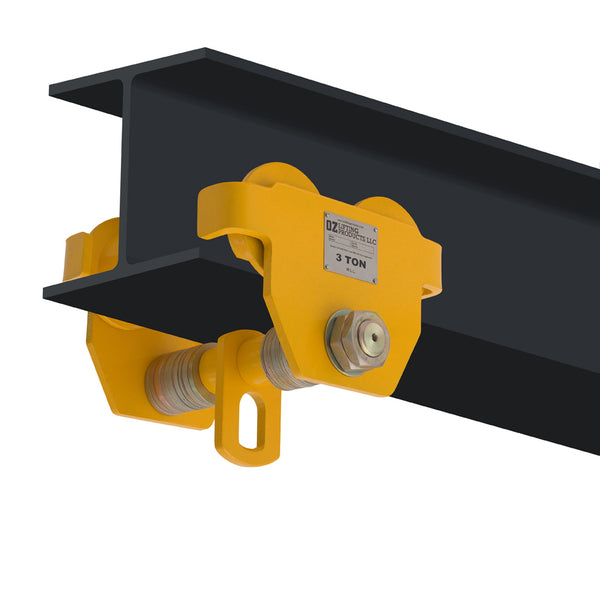 OZ Lifting Push Beam Trolley– The Oz Lifting beam trolley can quickly and securely fasten onto most I-beams to support weight ranging from 0.5 ton to 10 tons. The robust trolley is fully-welded with an all-steel construction making it highly durable and dependable. The trolley has a lightweight construction and an anti-drop plate to for easy and protected operation and setup. – Now available at MTN Shop US.