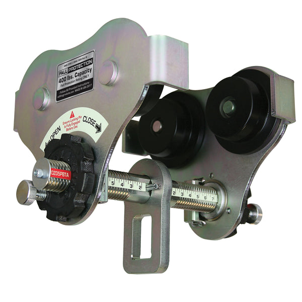 OZ Lifting USA Push Beam Trolley with Fall Protection– The Oz Lifting USA push beam trolley with fall protection is a solid yet lightweight trolley that can easily attach to most I, S and W-beams. The trolley features fall protection rated at 400lbs and is available with weight capacities of 0.5 ton and 1 ton and flange widths of 8", 12" and 16". The trolley is engineered for use with manual or powered hoists and has a zinc plated finish made in the USA. – Now available at MTN Shop US.