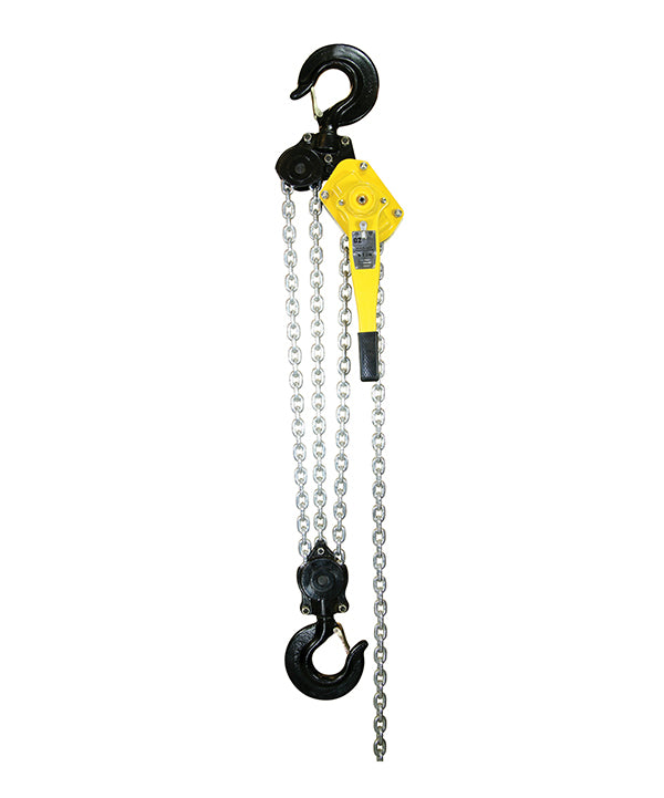 OZ Lifting Premium Lever Hoist– The OZ Premium Lever Hoist is a durable and versatile lever hoist that can be used for both lifting and pulling. The double reduction gearing minimizes lifting effort and the hoist can be operated in tight spaces thanks to the 360-degree handle rotation. Enclosed brake system, gearing systems, fully enclosed lift wheel and a sealed roller bearing keep the hoist protected from debris and contaminations to ensure smooth operations over time. Standard overload protection kicks i