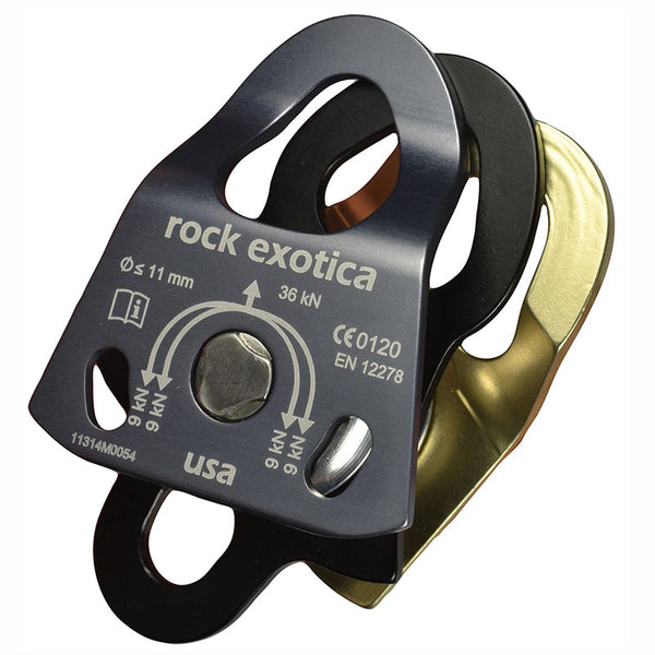 Rock Exotica Mini Machine Double Pulley– The Machined Mini and Rescue Pulleys are designed and manufactured like no other pulley in the world. – Now available at MTN Shop US.