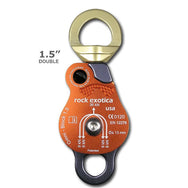 Rock Exotica Omni-Block 1.5" Double Pulley– The Omni-Block combines a swivel and pulley into one tool, and incorporates a unique sideplate that opens while the pulley is still attached to the anchor. – Now available at MTN Shop US. - imagen 2