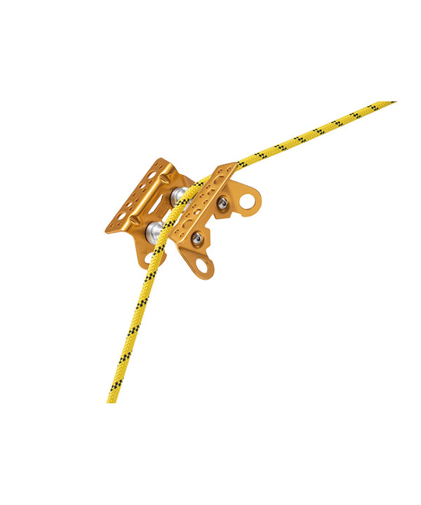 Petzl Roller Coaster Rope Protector for Moving Rope – The Petzl Roller Coaster is a rope protector on bearings that is designed to ensure the smooth movement and protection ropes. The Roller Coaster prevents abrasion of the rope. The device is reversible, it has a flat side and an angled side for use on different types of surfaces. There are a number of connection holes so you can use a range of different connection methods. More than one module can be used at a time for extra adaptation to different terrai