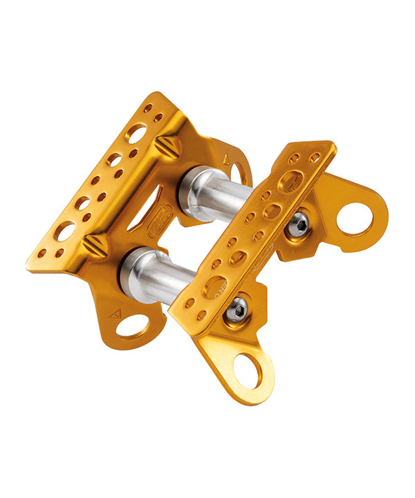 Petzl Roller Coaster Rope Protector for Moving Rope – The Petzl Roller Coaster is a rope protector on bearings that is designed to ensure the smooth movement and protection ropes. The Roller Coaster prevents abrasion of the rope. The device is reversible, it has a flat side and an angled side for use on different types of surfaces. There are a number of connection holes so you can use a range of different connection methods. More than one module can be used at a time for extra adaptation to different terrai