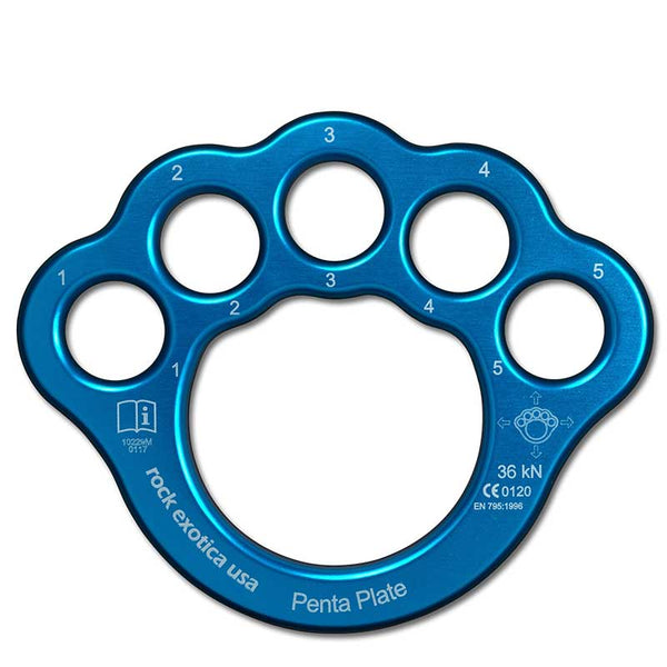 Rock Exotica PentaPlate– 7075 aluminum alloy makes the PentaPlate lighter, thinner and stronger than comparably sized rigplates made from less expensive 6061 alloy. – Now available at MTN Shop US.
