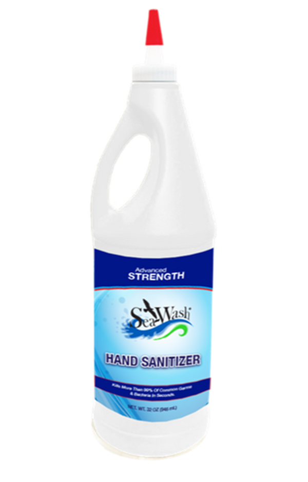 MTN FDA-Compliant SeaWash Hand Sanitizer 32 oz (Case of 12)– SeaWash Gel Hand Sanitizer from Smitty's Supply comes in a case of 12 Quart Bottles that have EZ Transfer Tops – Now available at MTN Shop US.