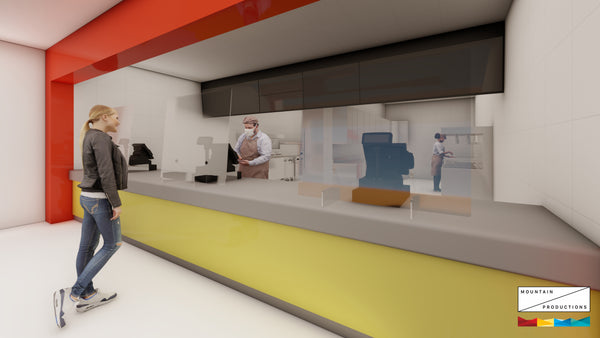 MTN Plexiglass Protective Screen 2'-2" (W) x 3' (H)– This is a transparent anti-bacterial screen with stands to place on a counter or desk, limiting the risks of airborne germs between colleagues whilst still enabling them visibility. – Now available at MTN Shop US.