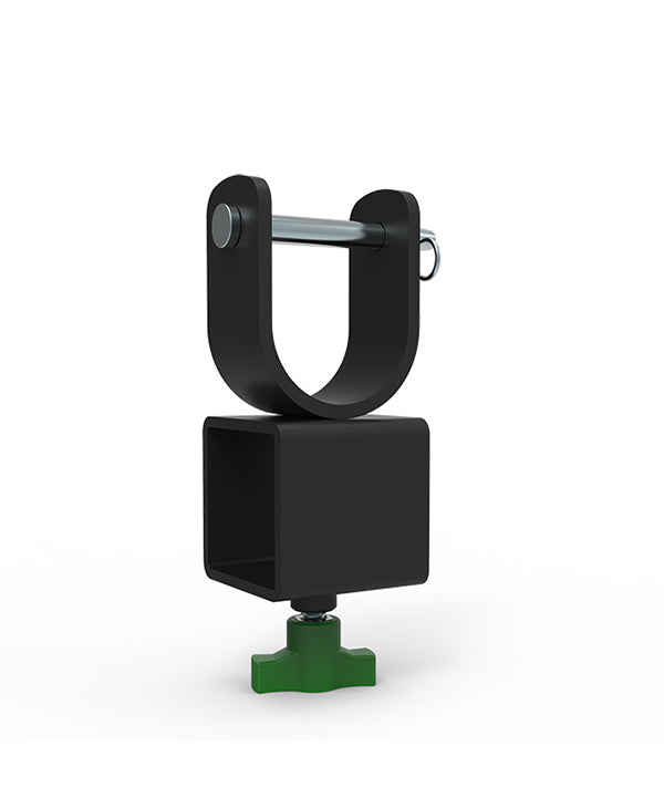 Kuzar truss adapter in black with U shape and green fastener