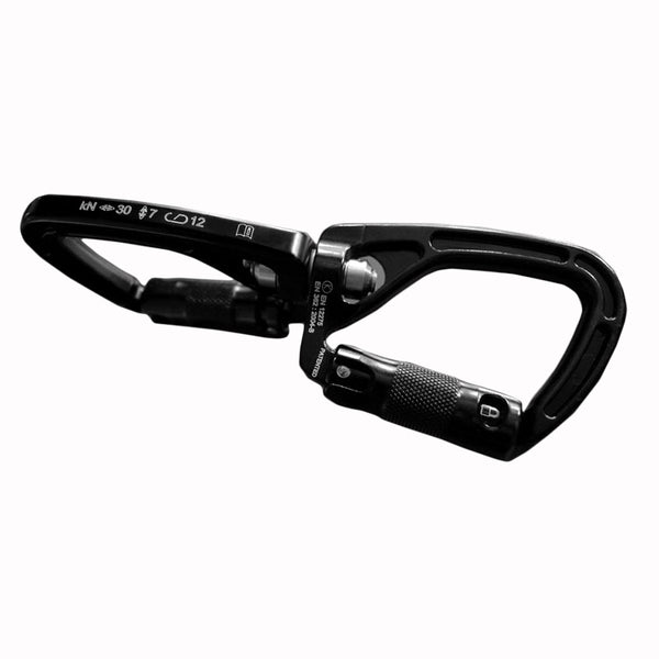 Rock Exotica SwivaBiner (Auto-Lock) – The SwivaBiner features a high-strength bushing that will withstand greater abuse than a bearing. – Now available at MTN Shop US.