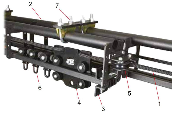 Theatre Curtain Track (Six Track) Kit - Line Operated System with Overlap