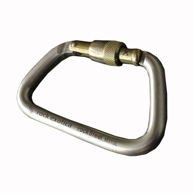 Rock Exotica rockSteel Screw-Lock Carabiner– The rockSteel Screwlock offers impressive strength to weight ratio, a large gate opening and precise handling characteristics due to CNC machined surfaces. – Now available at MTN Shop US. - imagen 3